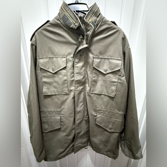 Alpha Industries Khaki Military Field Jacket large regular heritage - Picture 1 of 3